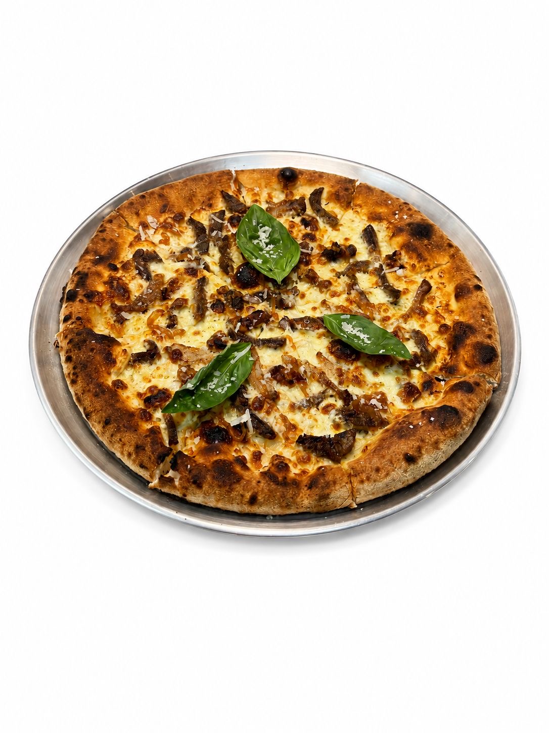 Royal Sinam — Hashi meat, smoked date sauce, white sauce, mozzarella cheese, dates, and parmesan cheese